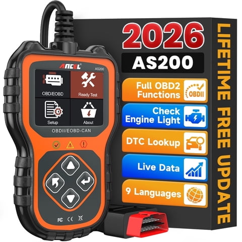 ANCEL AS200 OBD2 Scanner Car Code Reader Check Engine Fault, Turn off the MIL, Read & Clear Error Codes, DTC Lookup, Automotive Diagnostic Tool fits for 12V 16Pin Cars, Lifetime Free Update