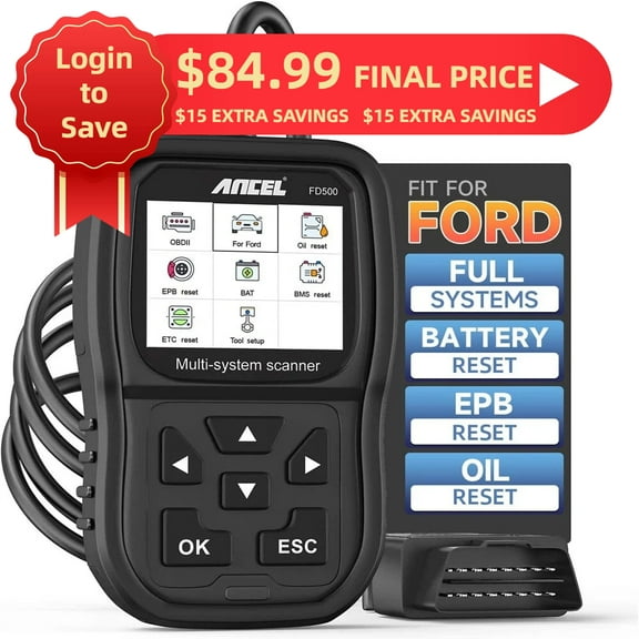 Ancel FD500 Car Scanner for Ford OBD2 Scanner Automotive Diagnostic Tool All Systems Scan Tool Free Maintenance Services Code Reader Full OBDII Functions Fits for Lincoln Mercury Ford OBDII Cars