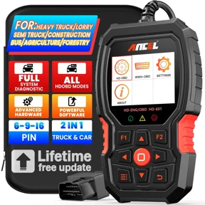 ANCEL Heavy Truck Scanner All System Diesel Truck Diagnostic Scan Tool OBD2 Scanner Code Reader for Diesel Heavy Trucks & Cars 2 in 1 Code Scanner, Lifetime Free Update