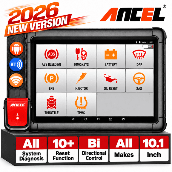 ANCEL X6 OBD2 Scanner 10" Bi-directional Full System Bluetooth Car Diagnostic Scan Tool with 10+ Resets, 2 Years Free Update