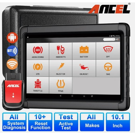 Ancel X6 Wireless OBD2 Diagnostic Scan Tool All System OBD2 Scanner Automative ABS Oil EPB BMS SAS IMMO TPS TPMS Injector Coding DPF 10 Service Tool Car Code Reader 10inch Tablet 2 Years Free Update