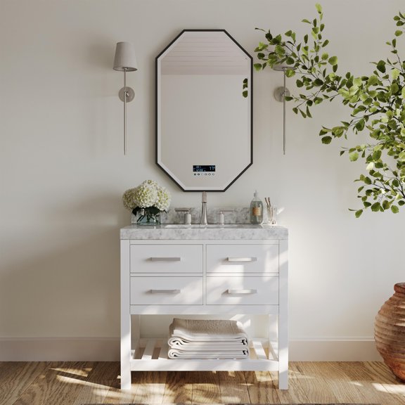 Ancerre Designs Elizabeth 36" Wood Bathroom Vanity Set in White