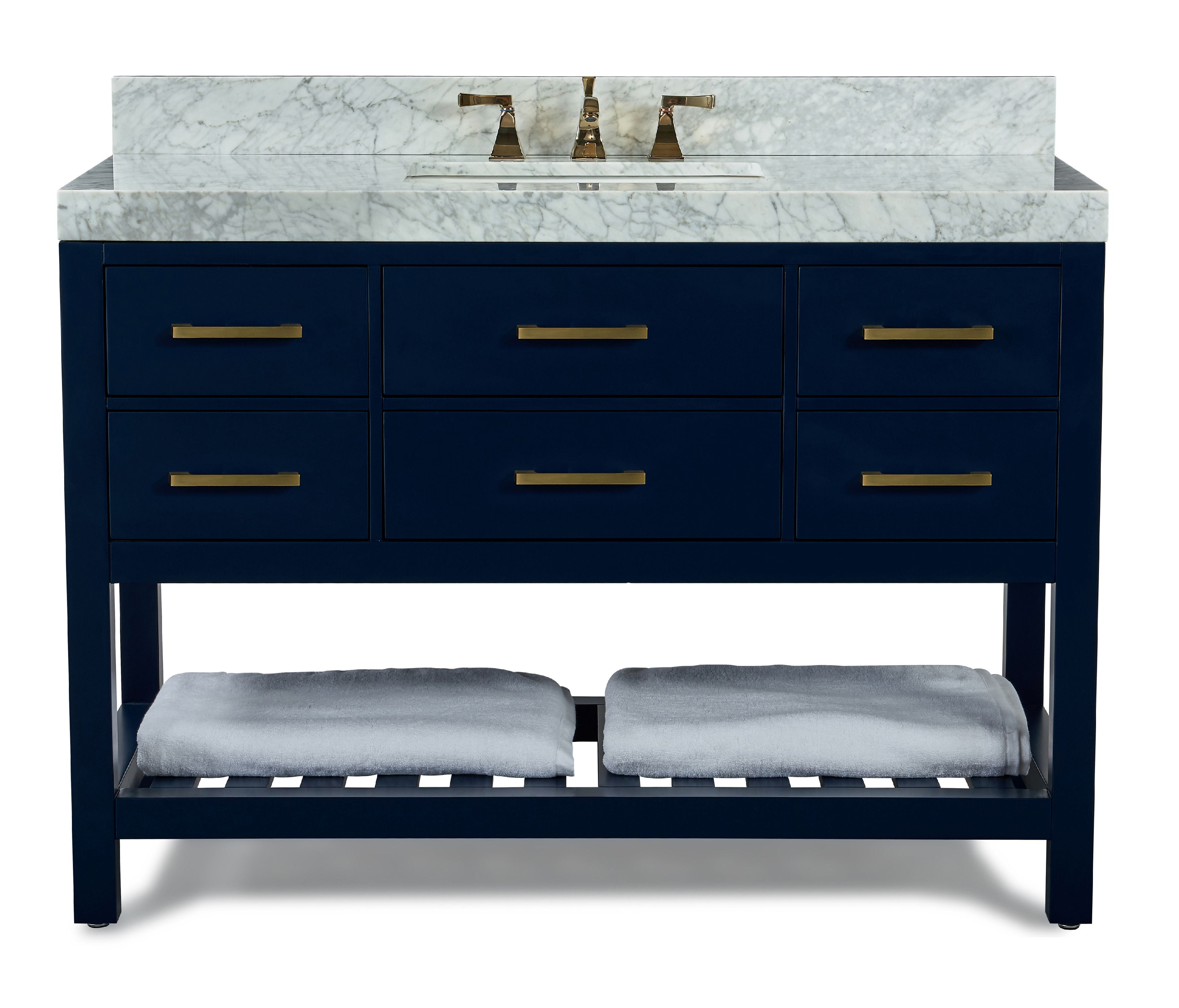 Elizabeth 48'' Heritage Blue Wood Vanity with Marble Top