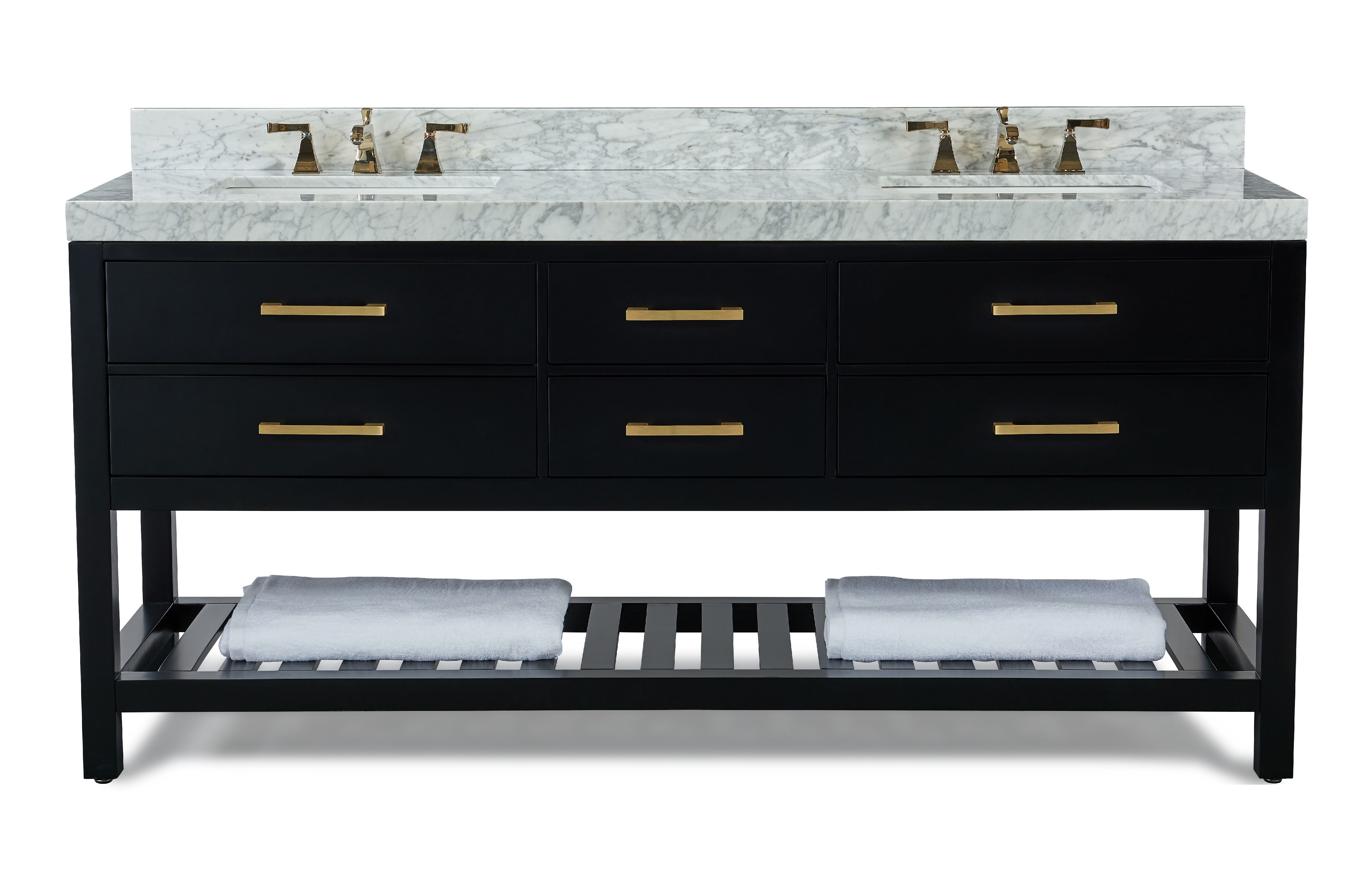 Elizabeth 72" Black Onyx Double Freestanding Bath Vanity Set