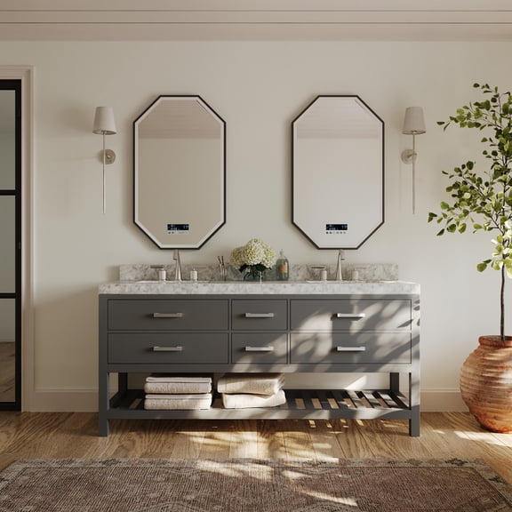 Ancerre Designs Elizabeth 72" Wood Bathroom Vanity Set in Sapphire Gray