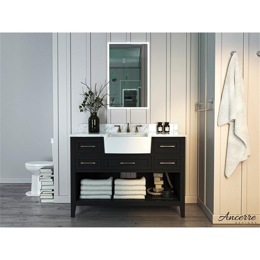 Ancerre Designs Hayley 48" Farmhouse Wood Bathroom Vanity Set in Black Onyx