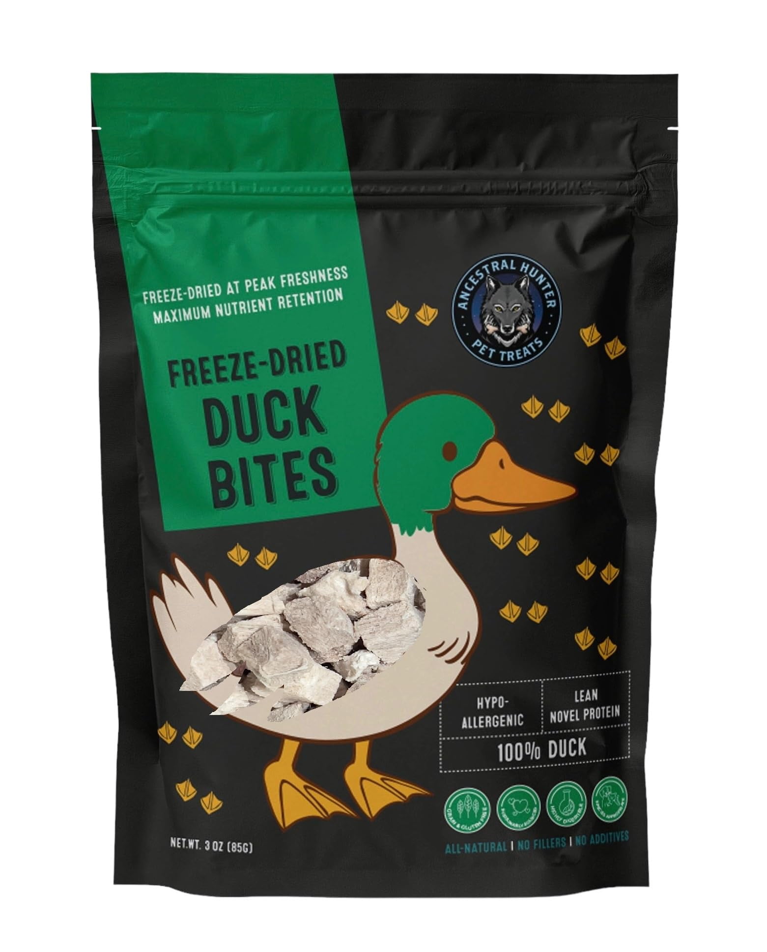 Ancestral Hunter Freeze Dried AIF4 Duck Bites for Dogs and Cats 100