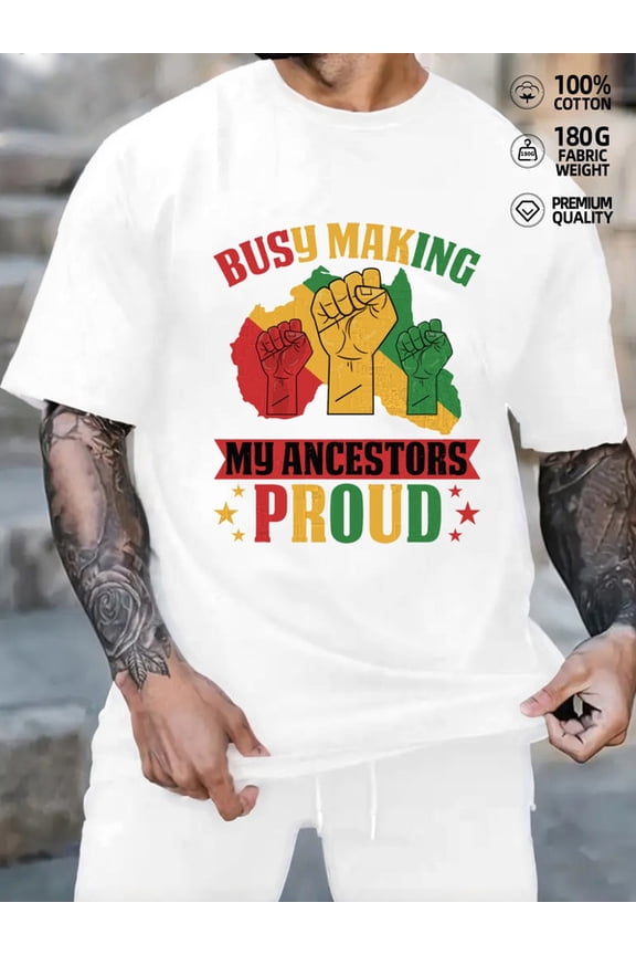 Ancestral Pride men white 180G 100% Cotton Lightweight,perfect for casual wear,ideal for outdoor activities Original Unisex Shirt Printed tshirts Retro Unisex Shirt Printed tshirts