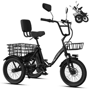 Ancheer 18" Fat Tire Folding Electric Tricycle,Peak 749W E-Trike for Adults,Max 15.5Mph 3-Wheel Electric Bike,48V/10.4Ah Removable Battery UL2849 Certified,Step-Thru Frame,Front & Rear Baskets