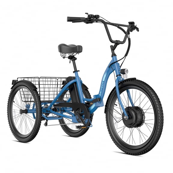 Ancheer 24" Folding Electric Tricycle,Peak 500W 3-Wheel Electric Bike For Adults,48V/499Wh Removable Battery UL2849 Certified,15.5Mph Step-Thru E-trike,Cargo Motorized Tricycle
