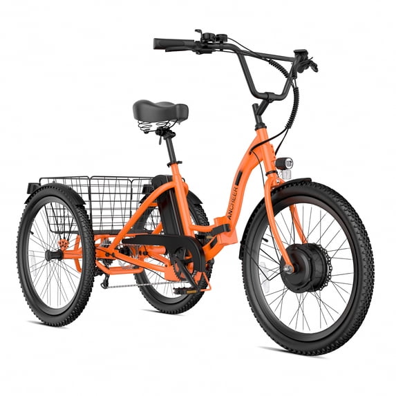 Ancheer 24" Folding Electric Tricycle,Peak 500W 3-Wheel Electric Bike For Adults,48V/499Wh Removable Battery UL2849 Certified,15.5Mph Step-Thru E-trike,Cargo Motorized Tricycle