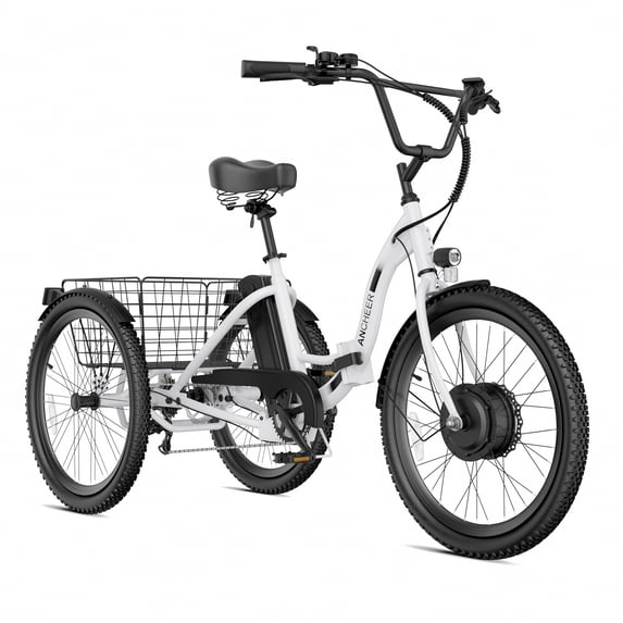 Ancheer 24" Folding Electric Tricycle,Peak 500W 3-Wheel Electric Bike For Adults,48V/499Wh Removable Battery UL2849 Certified,15.5Mph Step-Thru E-trike,Cargo Motorized Tricycle