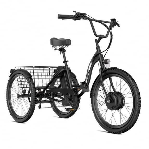 Ancheer 24" Folding Electric Tricycle,Peak 500W 3-Wheel Electric Bike For Adults,48V/499Wh Removable Battery UL2849 Certified,15.5Mph Step-Thru E-trike,Cargo Motorized Tricycle