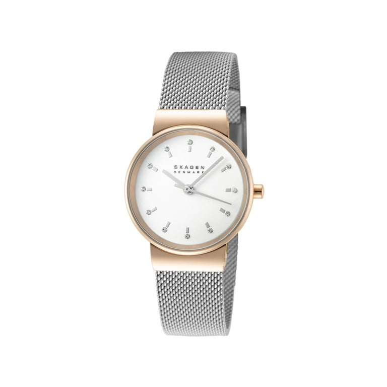 Ancher Three Hand Silver Tone Steel Mesh Watch SKW7203