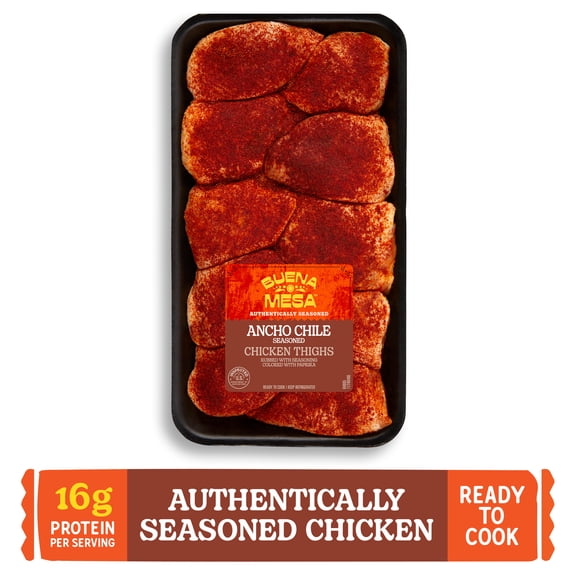 Buena Mesa Ancho Chile Chicken Thighs, Authentically Seasoned, Ready to Cook, 3.4 - 4.6 lb