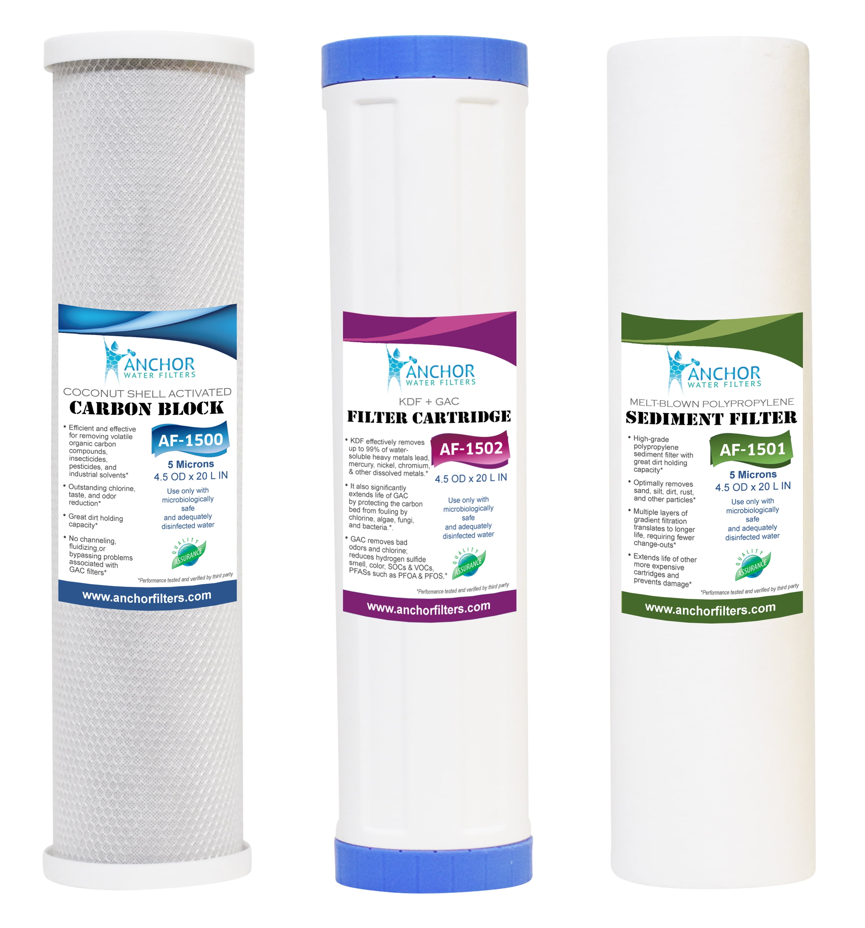 Anchor 3-Stage Whole House Water Filter Replacement Set, 4.5 x 20 in.