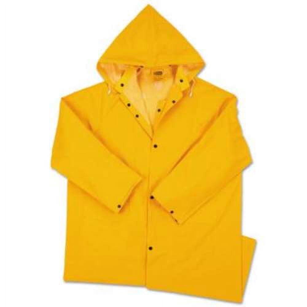 West Chester 9010-5XL 48" Yellow PVC over Polyester Raincoat, 0.35 mm, with Detachable Hood, Size 5X-Large