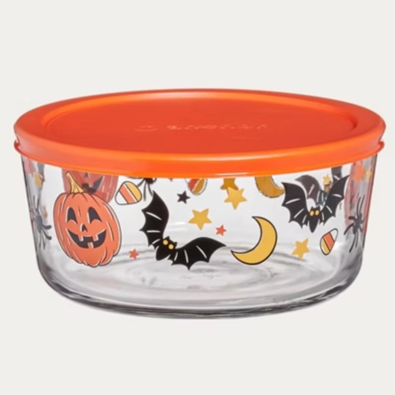 Anchor 7c Pumpkins Bats Spiders Glass Food Storage Container - Walmart.com