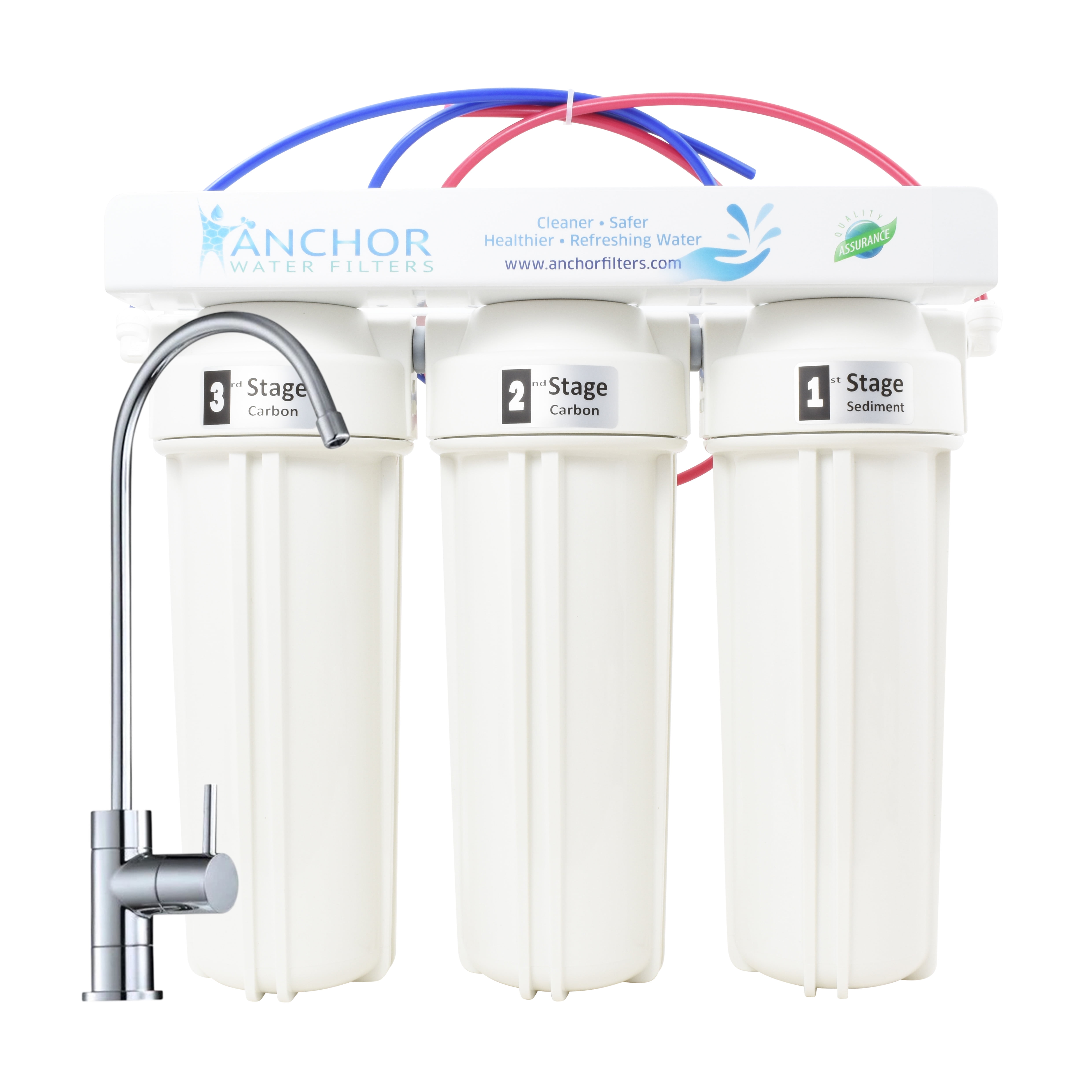 Anchor 3-Stage Under Counter Water Filtration System with Chrome Faucet