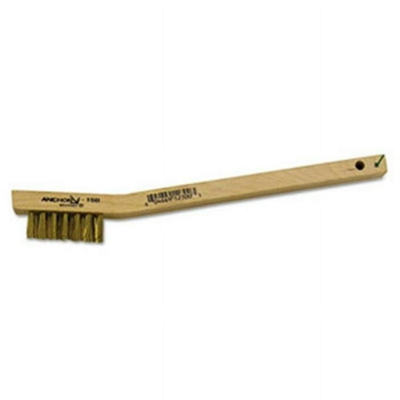 Utility Brush, 7-1/2 in L, 3 x7 Rows, Brass Bristles, Curved Wood Handle
