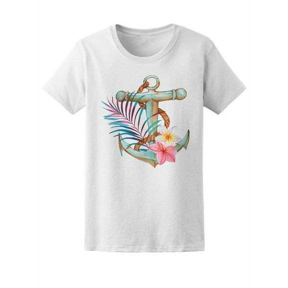 Anchor And Flowers T-Shirt Women -Image by Shutterstock, Female XX-Large