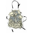 thumbnail image 1 of Anchor Apron Anchor and Roses Antique Monochrome Clouds Bird Wings Old Style Sketching Print, Unisex Kitchen Bib Apron with Adjustable Neck for Cooking Baking Gardening, Eggshell Grey, by Ambesonne, 1 of 3