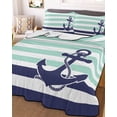 thumbnail image 1 of Anchor Aqua Full Size Down Alternative Comforter, Lightweight Comforter Quilt Bedding Set with Pillow Shams Modern Navy Blue White Striped Nautical All Seasons Bed Comforter Duvet Insert 78"x90", 1 of 7