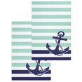 thumbnail image 1 of Anchor Aqua Kitchen Dish Towels for Drying Dishes Set of 2, Modern Navy Blue White Striped Nautical Waffle Weave Microfiber Hand Tea Bathroom Towels Quick Dry & Absorbent Towel 15.7x23.6, 1 of 7