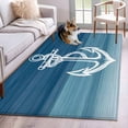 thumbnail image 1 of Anchor Area Rugs 4x6 ft Blue Gradient Lines Ocean Nautical Washable Rug Non Slip Indoor Carpet Absorbent Floor Mat for Living Room Bedroom Dining Room, 1 of 9