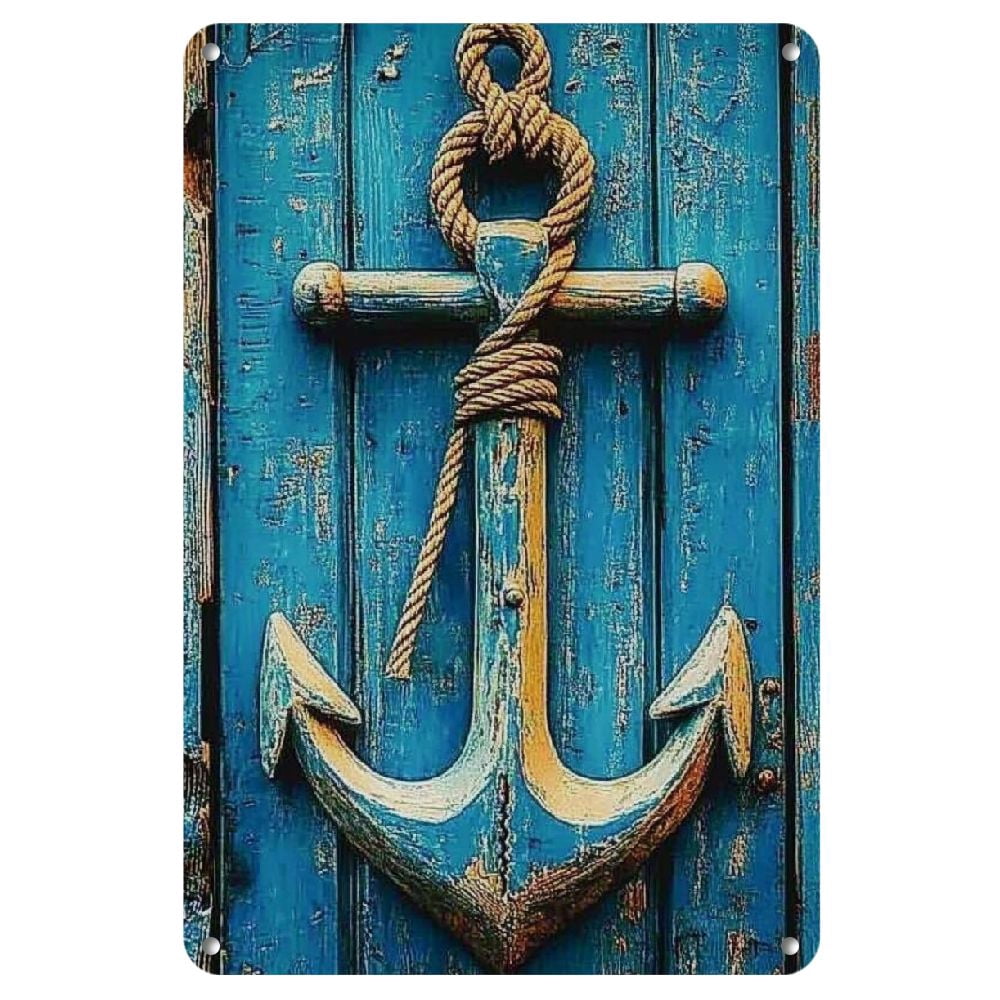 Anchor Art Deco Wall Decor Sign- Nautical Theme Metal Plaque ...