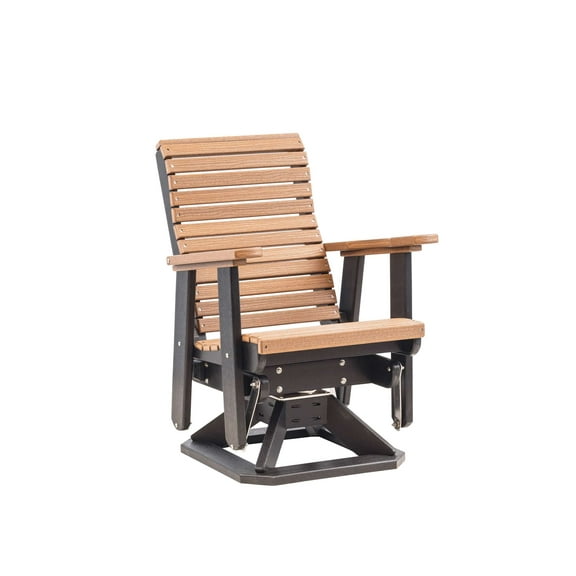 Anchor Bay Amish Crafted Poly Outdoor Swivel Glider, Antique Mahogany on Black