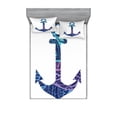 thumbnail image 1 of Anchor Bedding Set with Sheet & Covers, Patterned Anchor Image Marine Elements Soul Emblem Oceanic Art Print, Printed Bedroom Decor 2 Shams, 4 Sizes, Purple and Blue, by Ambesonne, 1 of 3