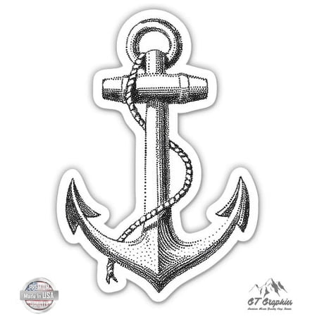 Anchor Black - 5" Vinyl Sticker - For Car Laptop I-Pad - Waterproof Decal