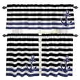 thumbnail image 1 of Anchor Black Kitchen Curtains Sets for Windows 24 Inch Length, Modern Navy Blue White Striped Nautical Rod Pocket Window Treatments Tier Curtains and Valances Set for Bedroom/Bathroom, 1 of 8