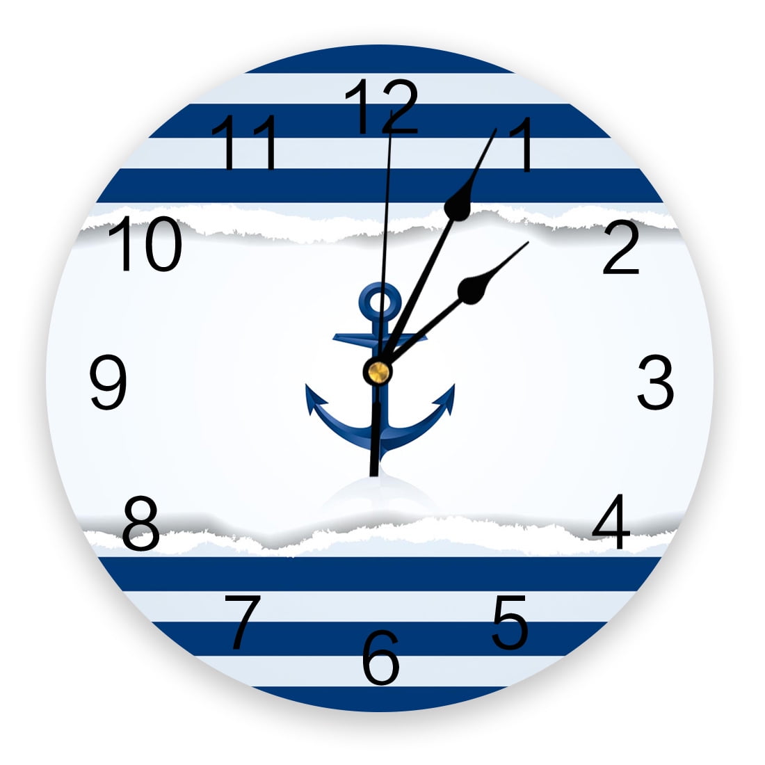 Anchor Blue White Silent Decorative Wall Clock Digital Clock Operated ...