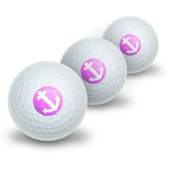Anchor Boat Sailing Pink Novelty Golf Balls, 3pk