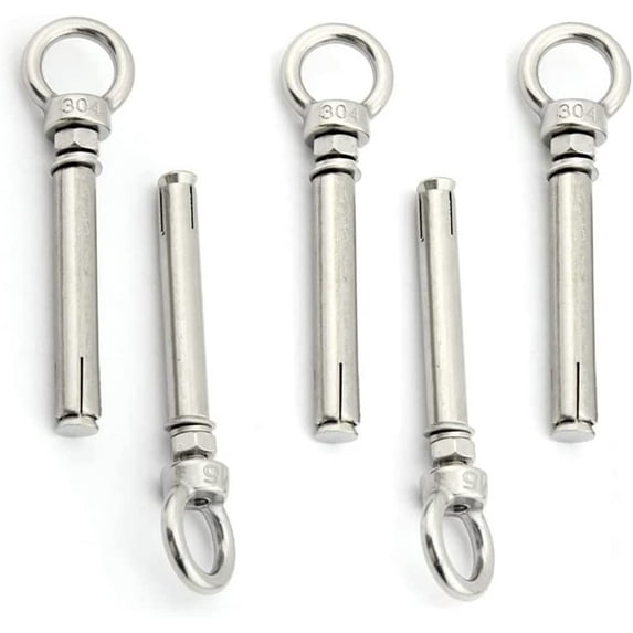 Anchor Bolts,Expansion Screw Bolts, M8*60 M6*70/80MM 304 Stainless Steel Expansion Screw Bolt Eyebolt Expansion Screw for Home Outdoor Bolt Loop Swing Hook (5pcs) (Color : M8X60MM) (Color : M (Color