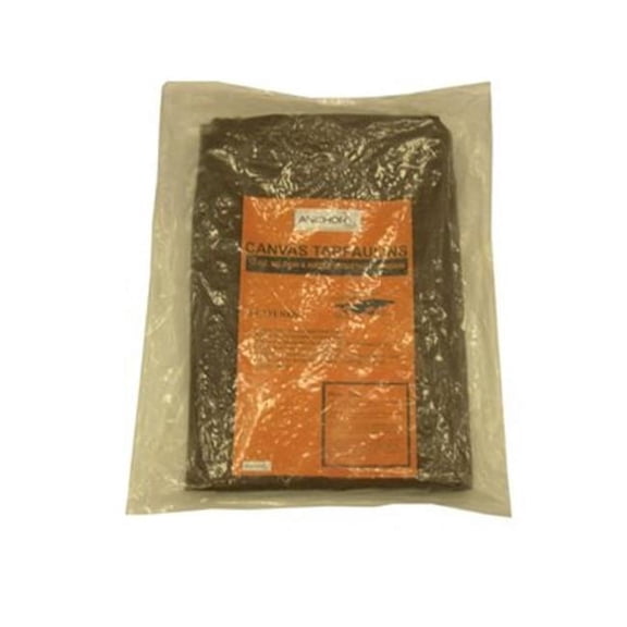 Protective Tarp, 10 ft W x 12 ft L, Mildew/Water Resistant, Canvas, Brown