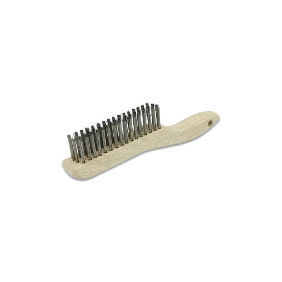 Hand Scratch Brush, 4 x 16 Rows, 0.012 in Stainless Steel Fill, Shoe Handle