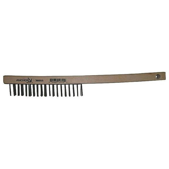 Hand Scratch Brush, 3 X 19 Rows, Stainless Steel Wire, Curved Wood Handle