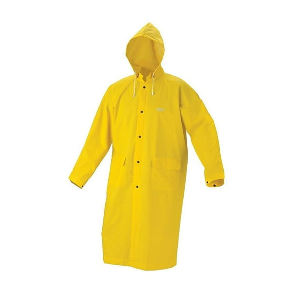 West Chester 9010-M 48" Yellow PVC over Polyester Raincoat, 0.35 mm, with Detachable Hood, Size Medium