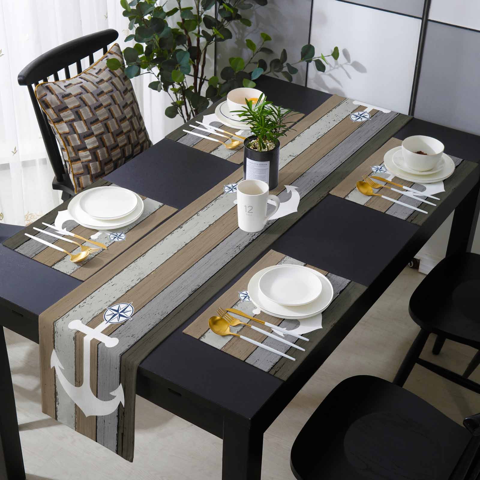 Anchor Brown Placemats Set of 6 with 72 Inches Long Table Runners ...