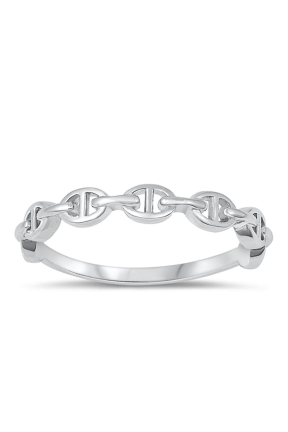 Anchor Chain Link Ring .925 Sterling Silver Band Jewelry Female Male Unisex Size 6