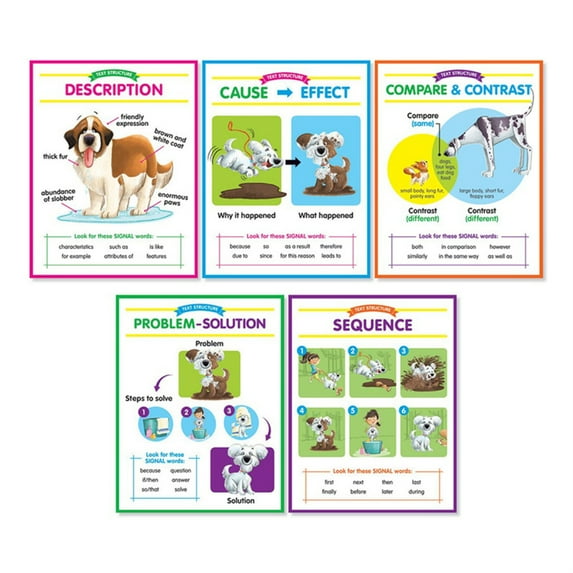 Scholastic Anchor Chart Set: Text Structures Bulletin Board Set, 5 Pieces