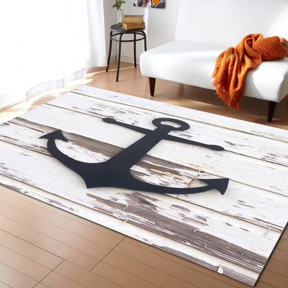 Anchor Compass Retro Carpets for Bed Room Modern Home Large Area Rug for Living Room Bay Window Mat