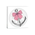 thumbnail image 1 of Anchor Compass Rose Nautical Pink Bow 5 x 5 Wood Tabletop Sign Plaque, 1 of 4