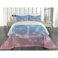 thumbnail image 1 of Anchor Coverlet Set King Size, Starry Fairy Anchor with Bubbles on Abstract Blurry Scenery Marine Element Artprint, Quilted 3 Piece Decor Bedspread Set with 2 Pillow Shams, Pink Blue, by Ambesonne, 1 of 2