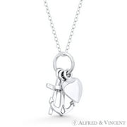 Anchor, Cross, & Heart Charm Stack Pendant & Chain Necklace in .925 Sterling Silver