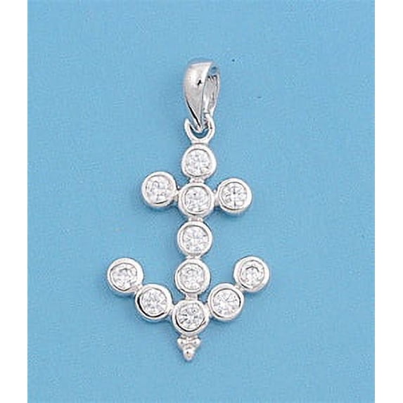 Anchor Cubic Zirconia Pendant Sterling Silver