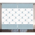 thumbnail image 1 of Ambesonne Anchor Curtains 2 Panel Set, Abstract Stripes Chain, 108" x 90", Slate Blue White, 1 of 3